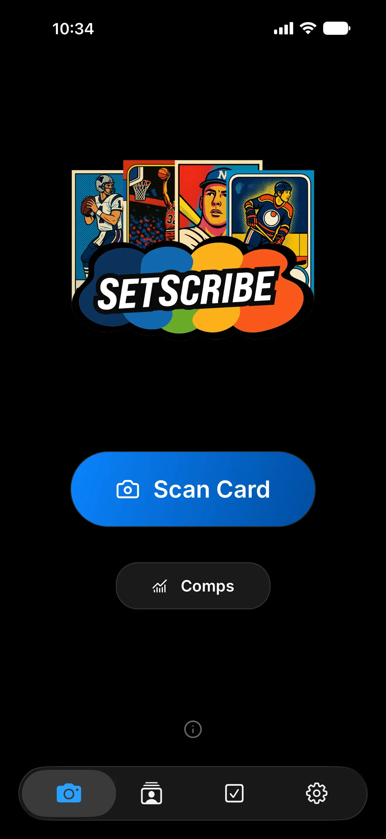 SetScribe scan screen photographing a sports card